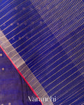 Royal Blue Sequin Checkered Pure Muslin Silk Handloom Saree