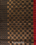 Black Checkered Pure Muslin Silk Handloom Saree