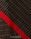 Black Checkered Pure Muslin Silk Handloom Saree