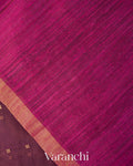 Deep Magenta Sequin Jamdani Paithani Pallu Pure Muslin Silk Handloom Saree