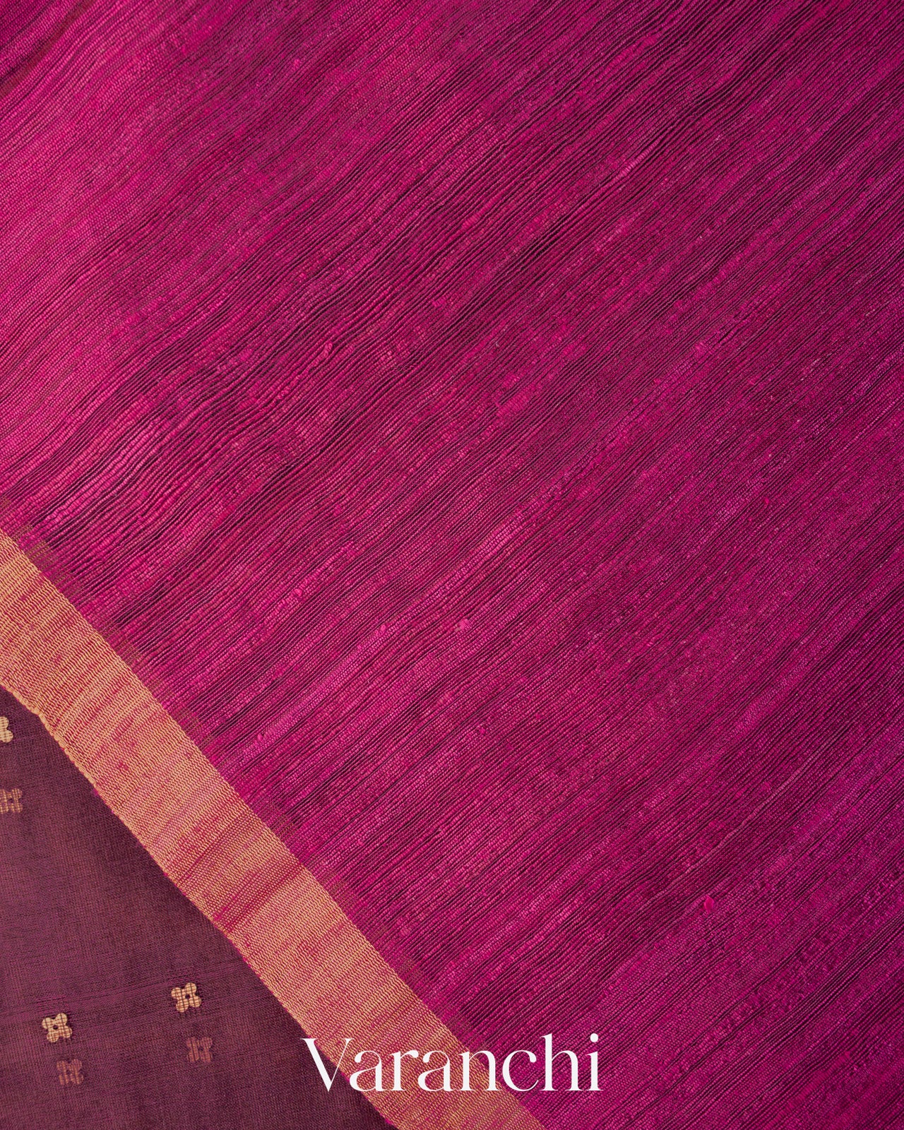 Deep Magenta Sequin Jamdani Paithani Pallu Pure Muslin Silk Handloom Saree