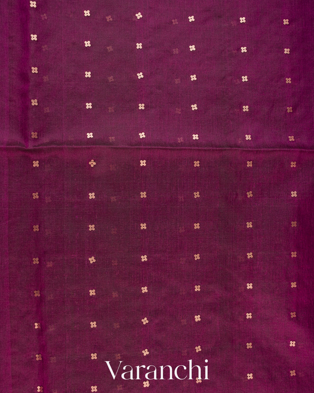 Deep Magenta Sequin Jamdani Paithani Pallu Pure Muslin Silk Handloom Saree
