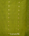 Leafy Green Sequin Jamdani Paithani Pallu Pure Muslin Silk Handloom Saree