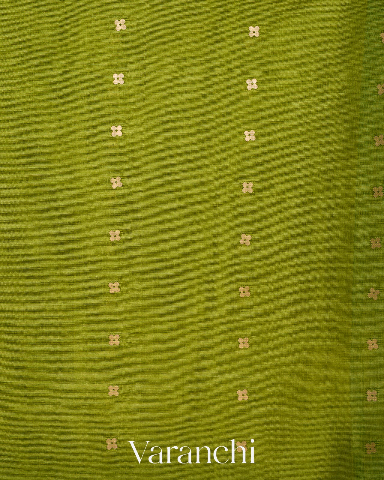 Leafy Green Sequin Jamdani Paithani Pallu Pure Muslin Silk Handloom Saree