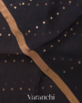 Black Sequin Jamdani Paithani Pallu Pure Muslin Silk Handloom Saree