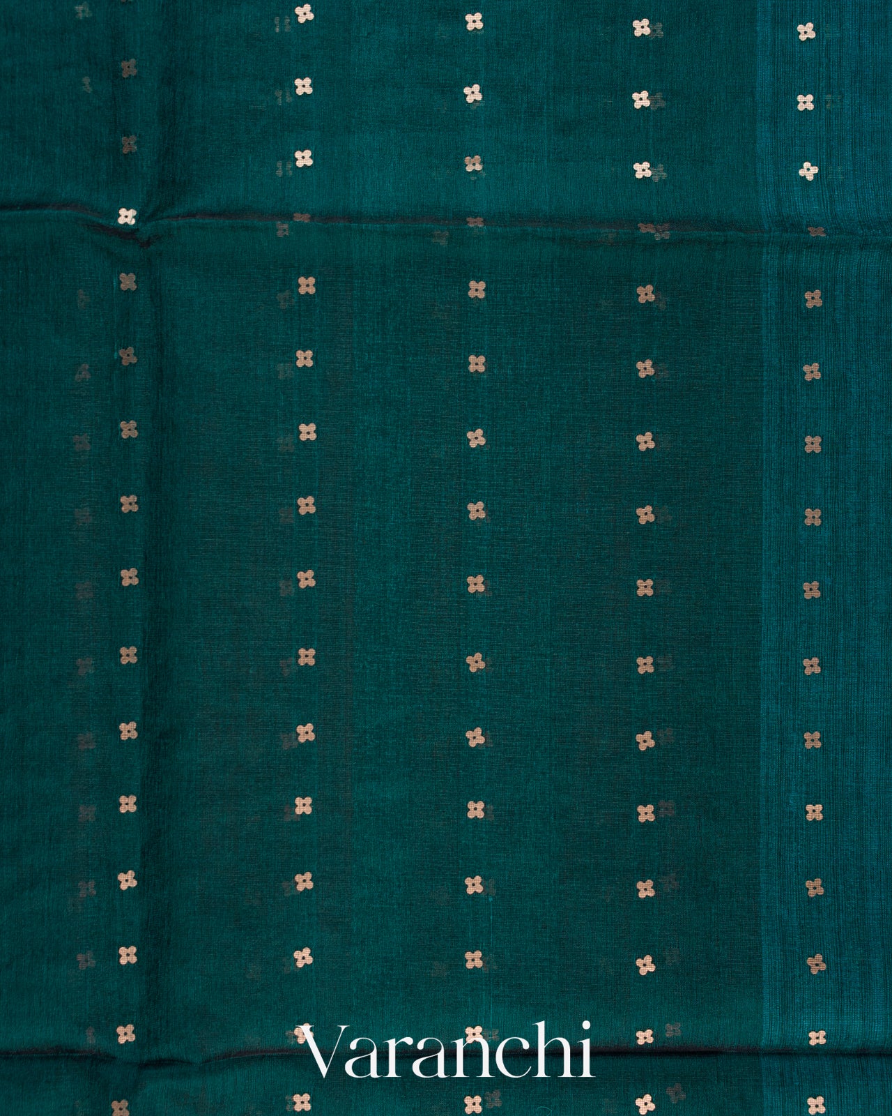 Peacock Blue Sequin Jamdani Paithani Pallu Pure Muslin Silk Handloom Saree