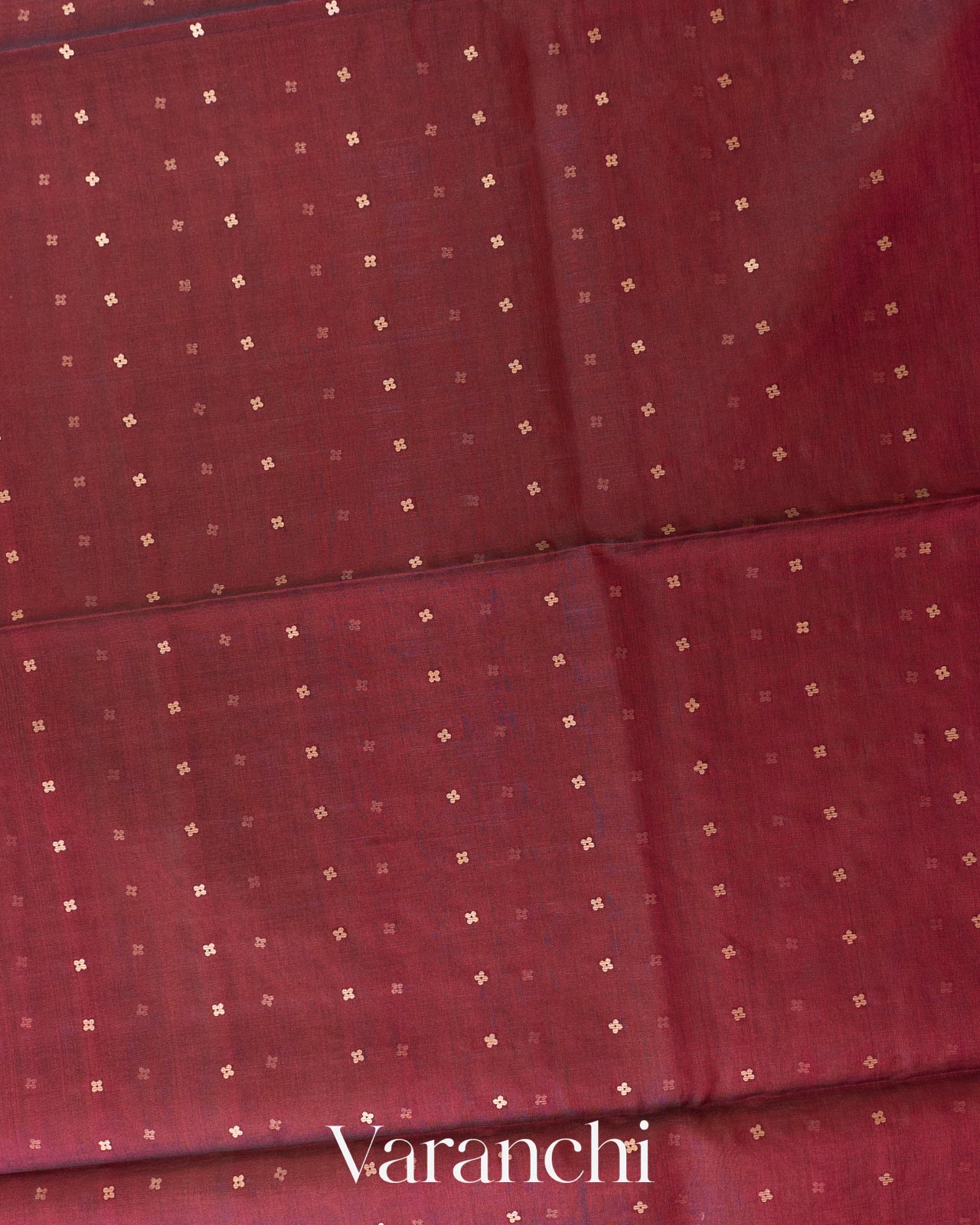 Maroon Sequin Jamdani Paithani Pallu Pure Muslin Silk Handloom Saree