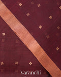Maroon Sequin Jamdani Paithani Pallu Pure Muslin Silk Handloom Saree