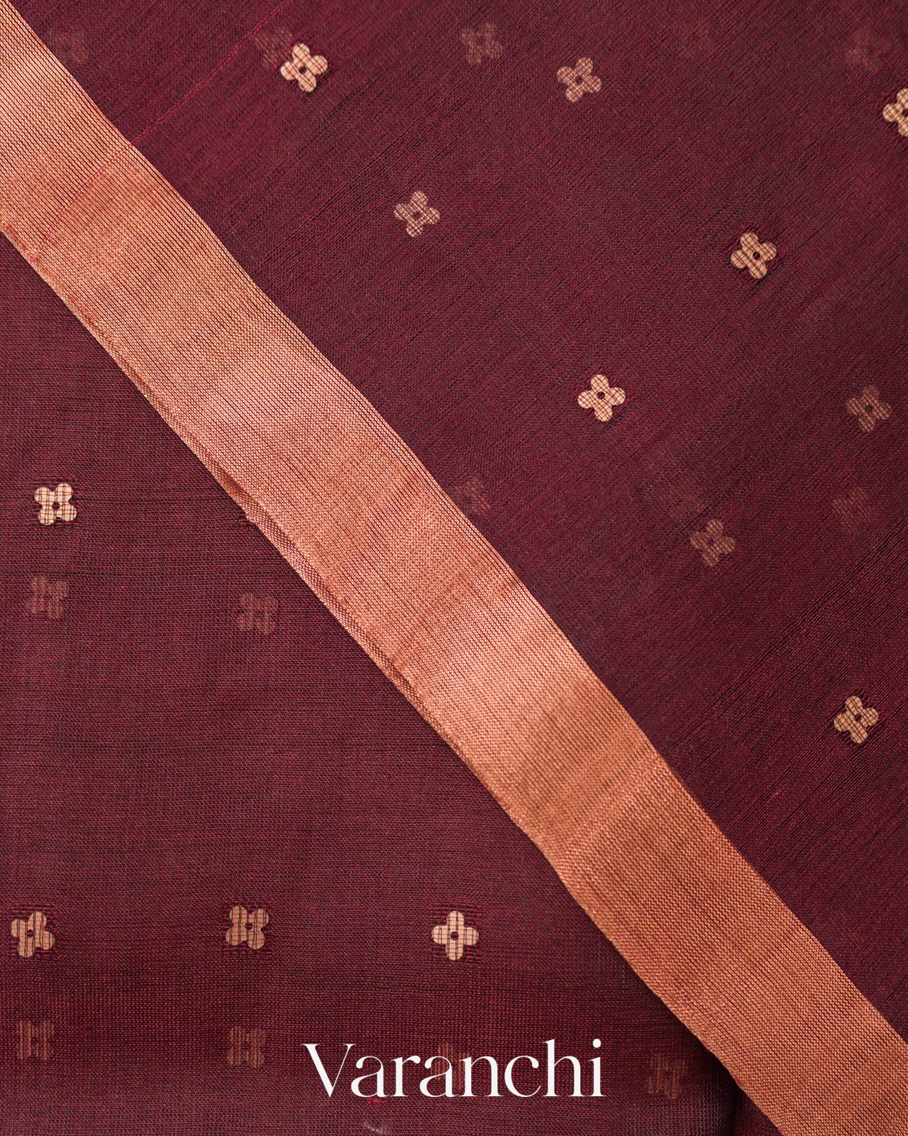 Maroon Sequin Jamdani Paithani Pallu Pure Muslin Silk Handloom Saree