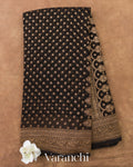 Jet Black Pure Khaddi Georgette Silk Handloom Saree