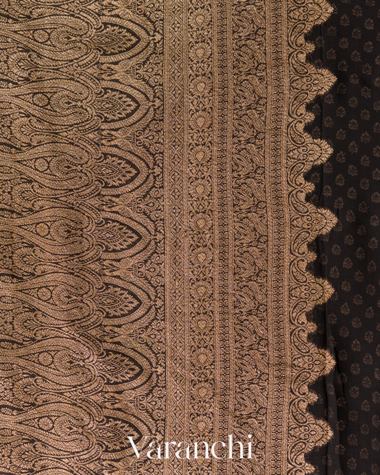 Jet Black Pure Khaddi Georgette Silk Handloom Saree