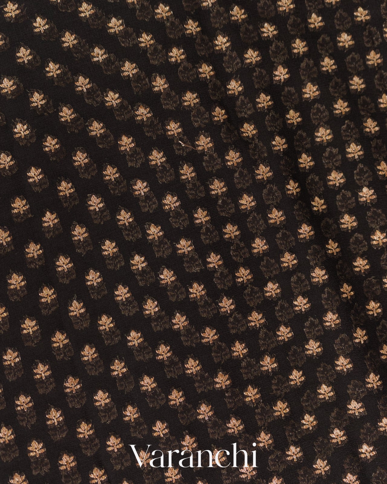 Jet Black Pure Khaddi Georgette Silk Handloom Saree