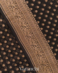 Jet Black Pure Khaddi Georgette Silk Handloom Saree