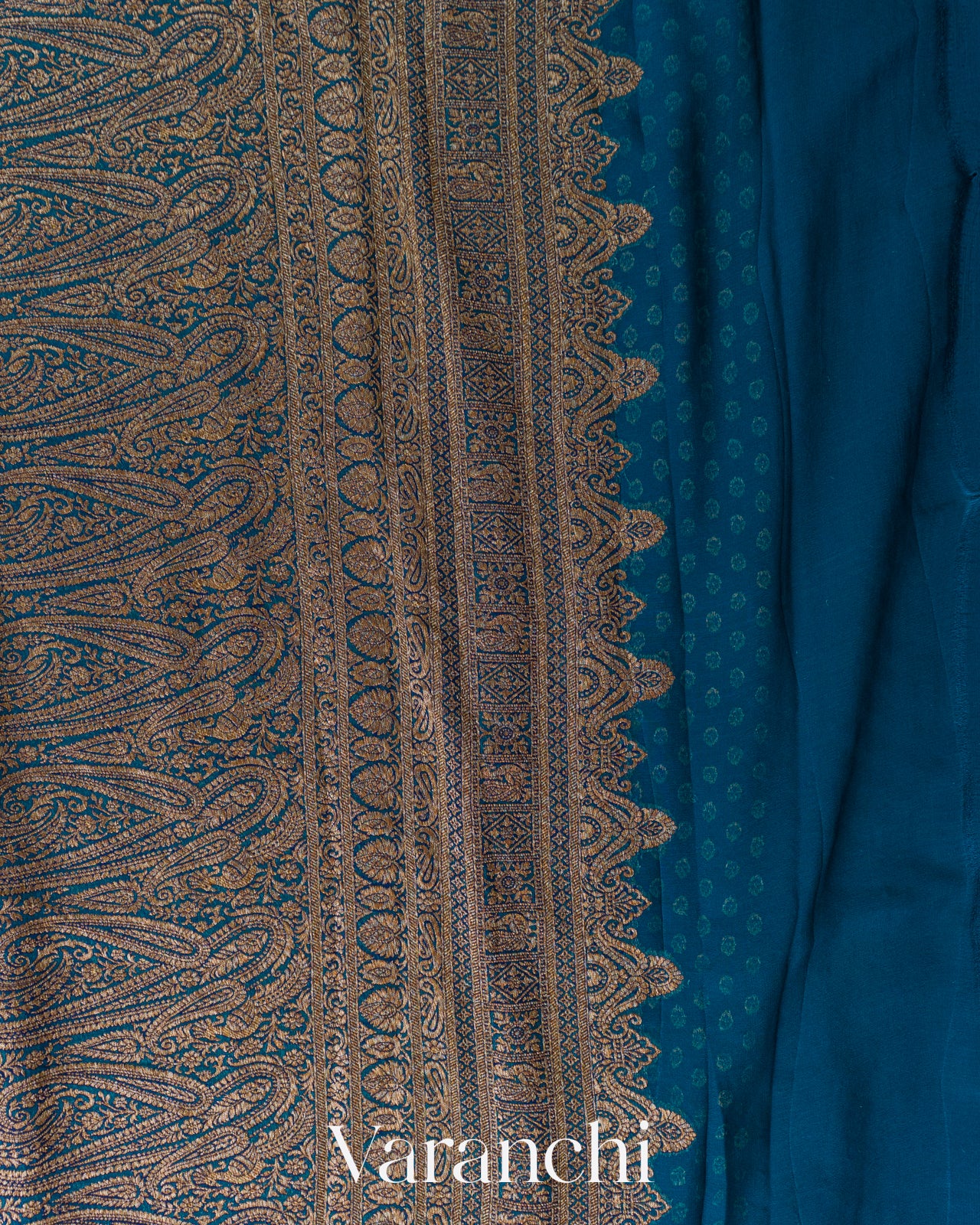 Peacock Blue Pure Khaddi Georgette Silk Handloom Saree