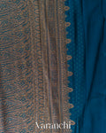 Peacock Blue Pure Khaddi Georgette Silk Saree