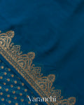 Peacock Blue Pure Khaddi Georgette Silk Saree