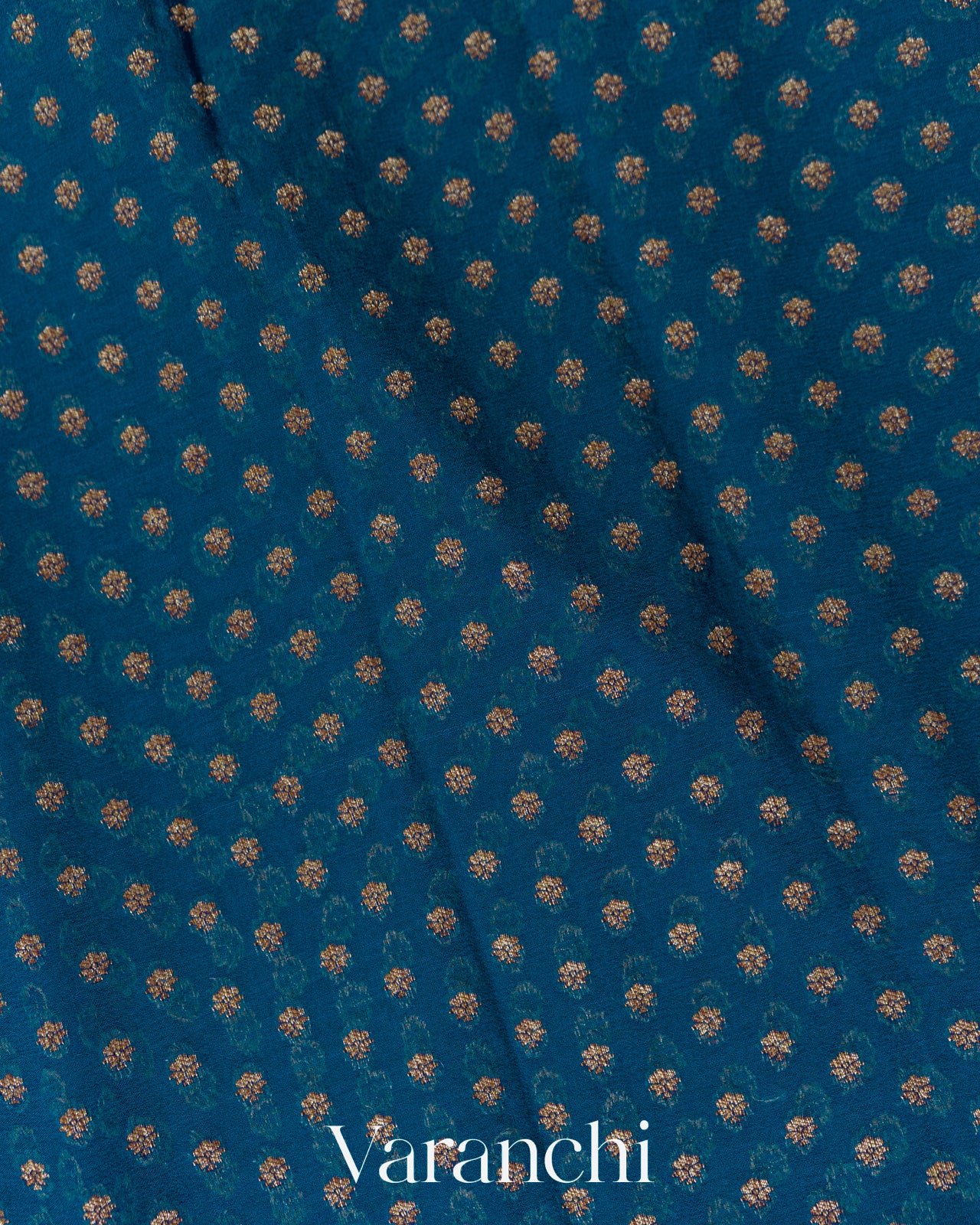 Peacock Blue Pure Khaddi Georgette Silk Handloom Saree