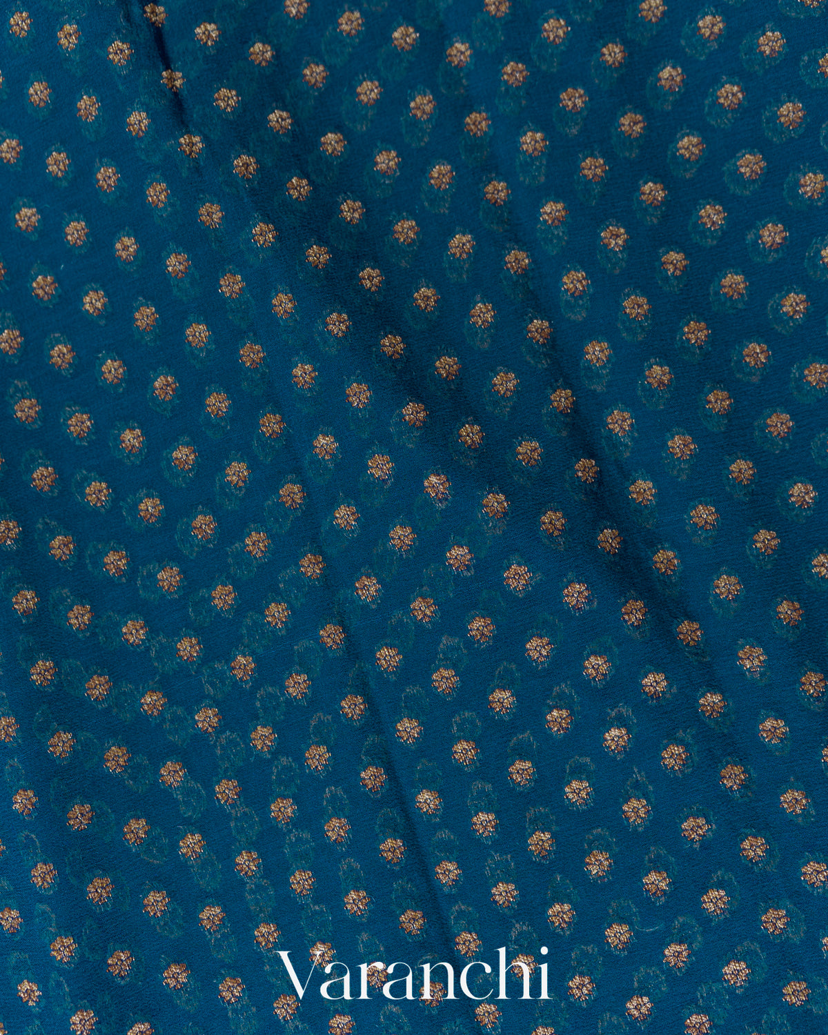 Peacock Blue Pure Khaddi Georgette Silk Saree