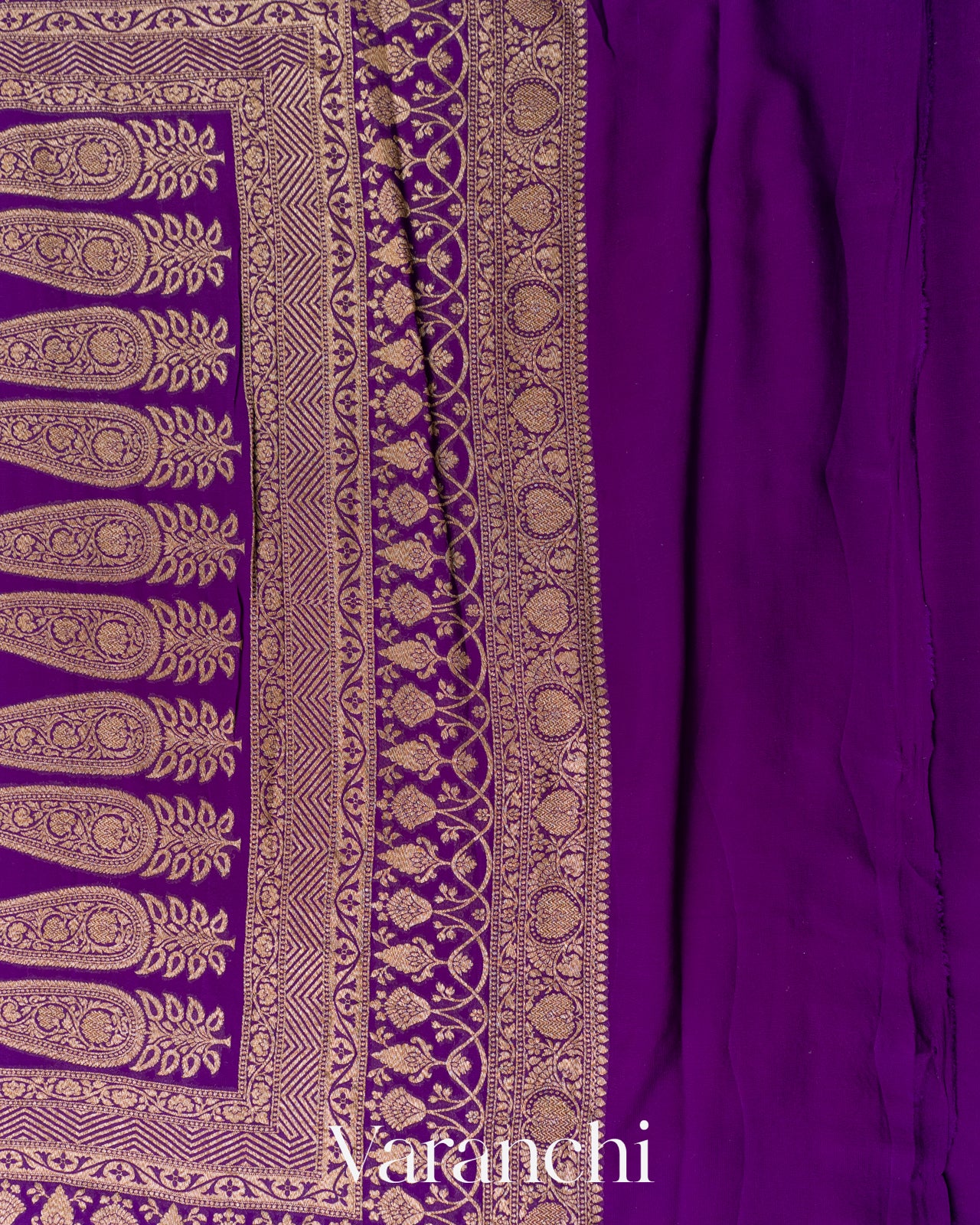 Rani Pink Checkered Pure Khaddi Georgette Silk Handloom Saree