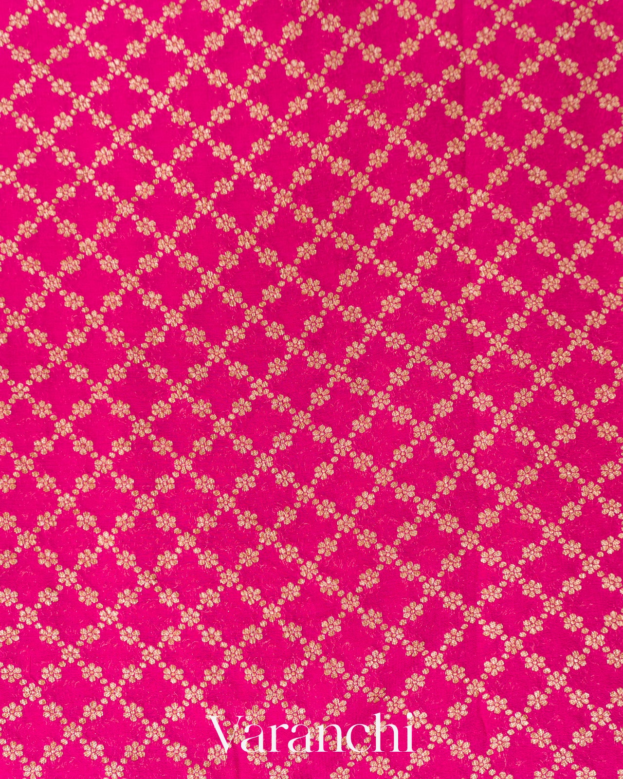 Rani Pink Checkered Pure Khaddi Georgette Silk Handloom Saree