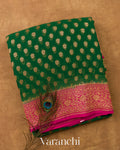 Bottle Green Pure Khaddi Georgette Silk Handloom Saree