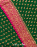 Bottle Green Pure Khaddi Georgette Silk Handloom Saree