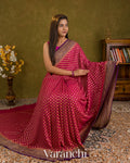Rani Pink Pure Khaddi Georgette Silk Saree