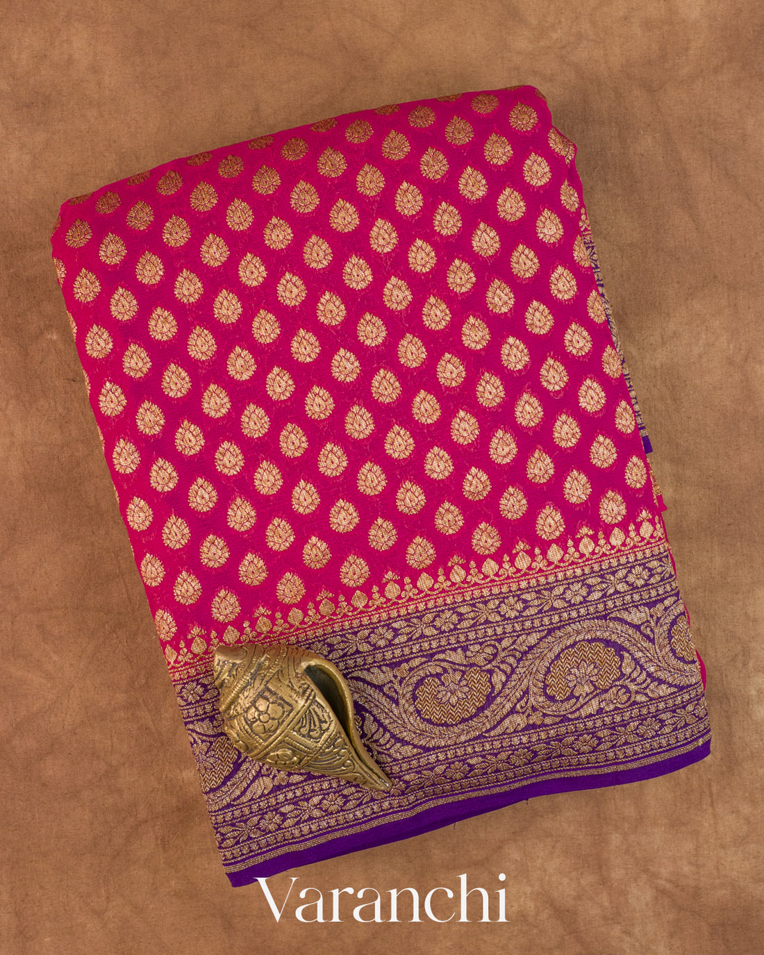Rani Pink Pure Khaddi Georgette Silk Saree
