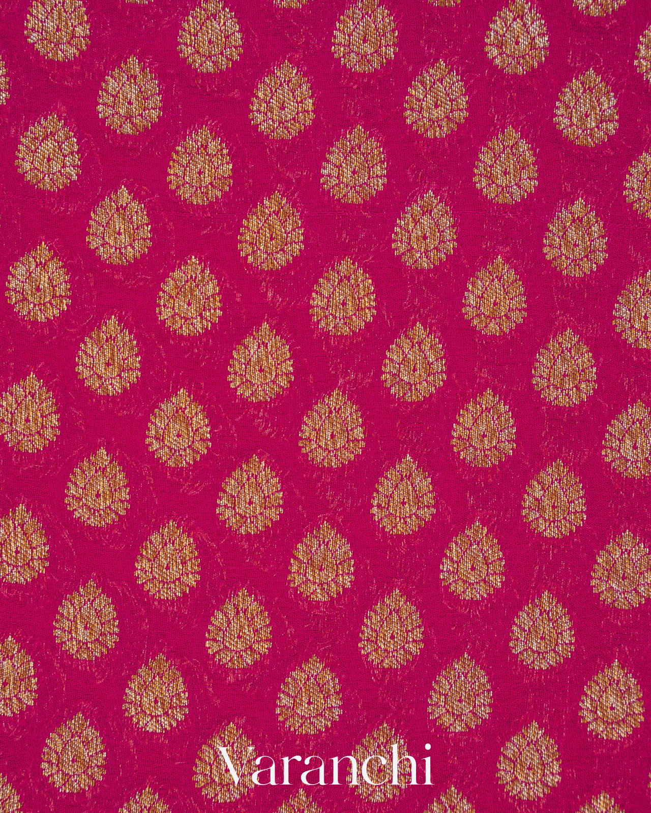 Rani Pink Pure Khaddi Georgette Silk Handloom Saree