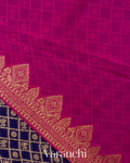 Navy Blue Checkered Pure Khaddi Georgette Silk Handloom Saree