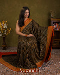 Black Floral Jaal Pure Khaddi Georgette Silk Handloom Saree