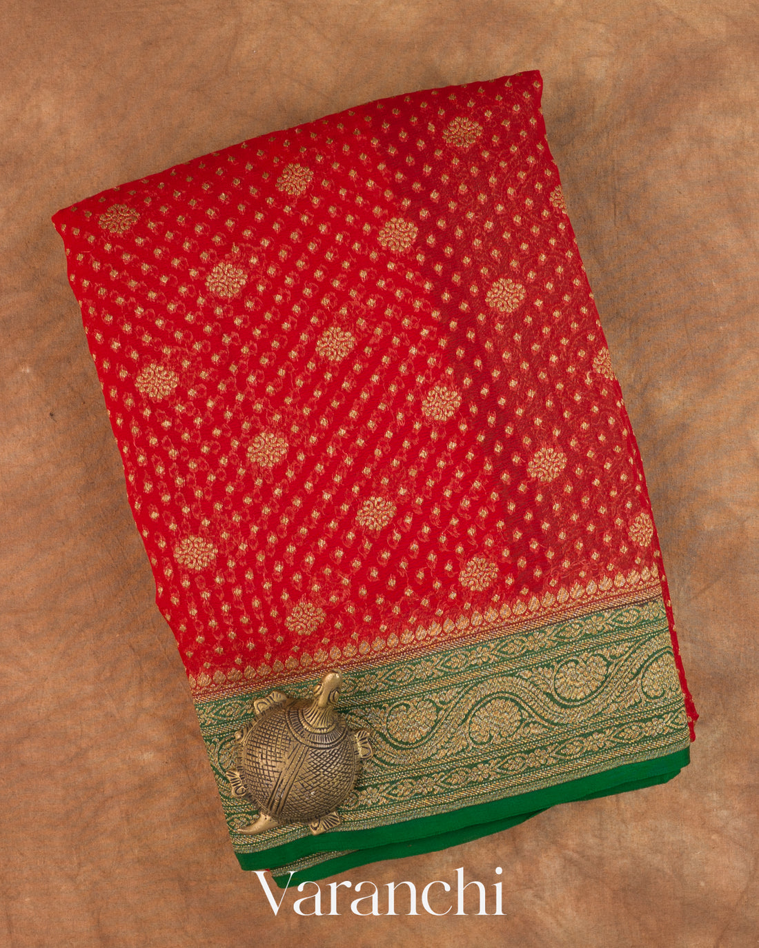 Crimson Red Pure Khaddi Georgette Silk Saree