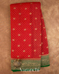 Crimson Red Pure Khaddi Georgette Silk Saree