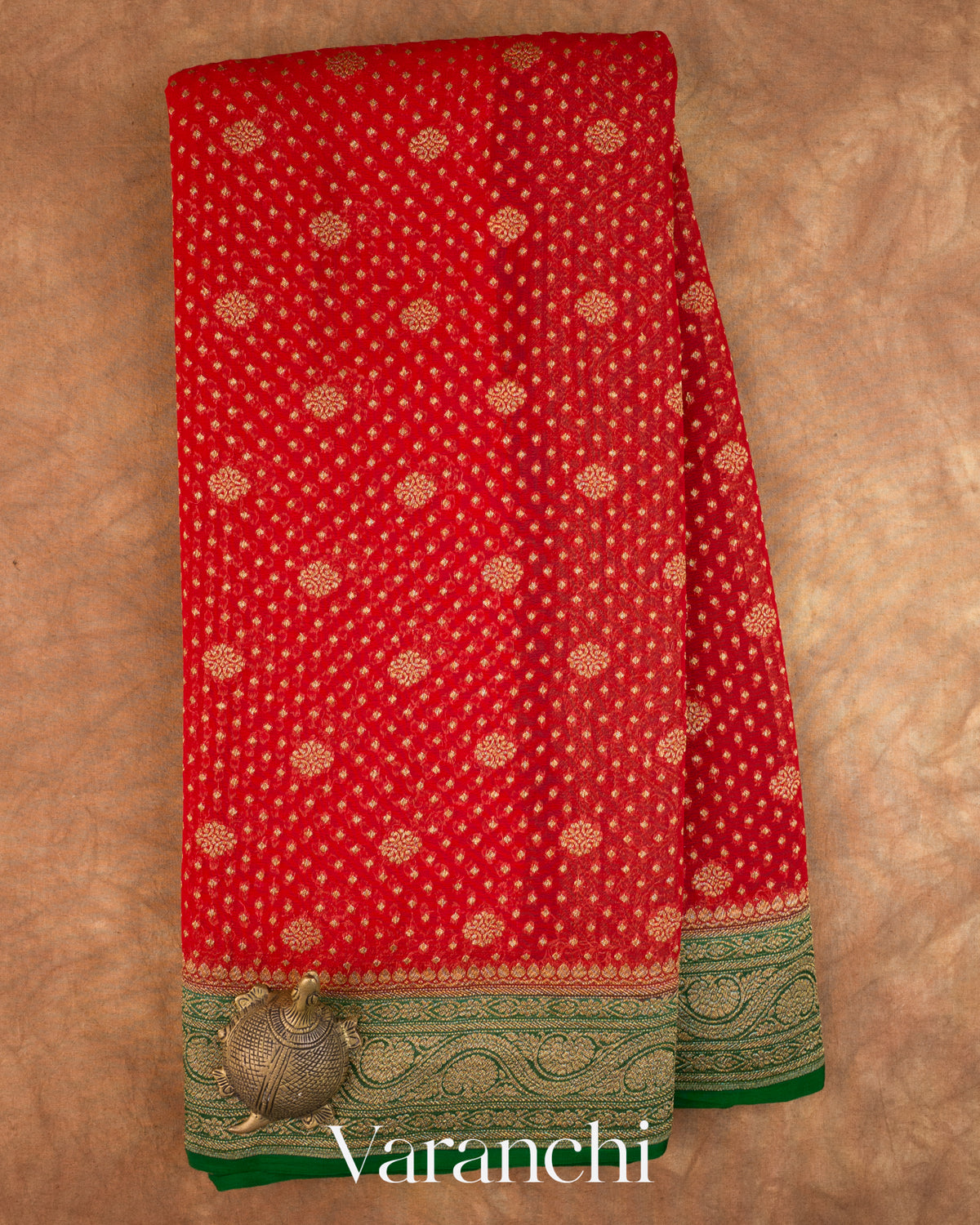 Crimson Red Pure Khaddi Georgette Silk Saree