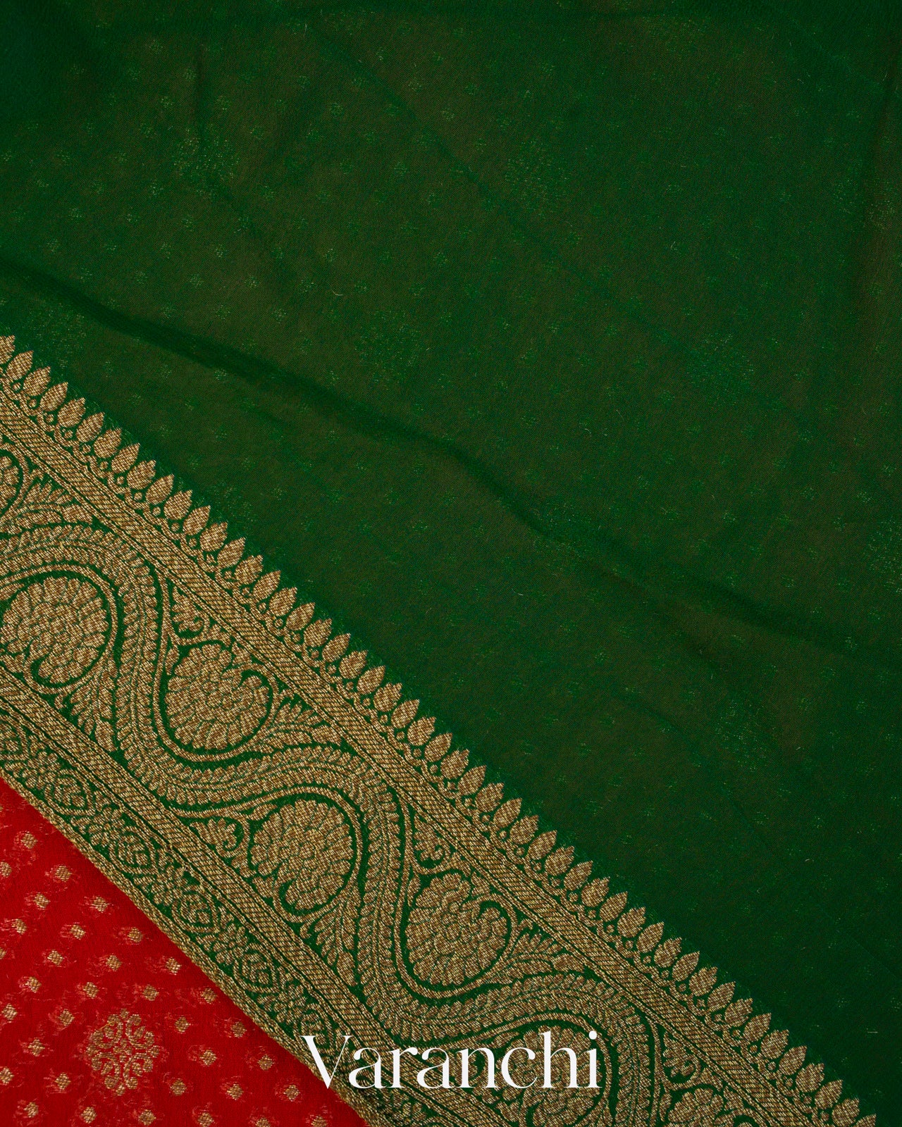 Crimson Red Pure Khaddi Georgette Silk Handloom Saree
