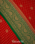 Crimson Red Pure Khaddi Georgette Silk Saree