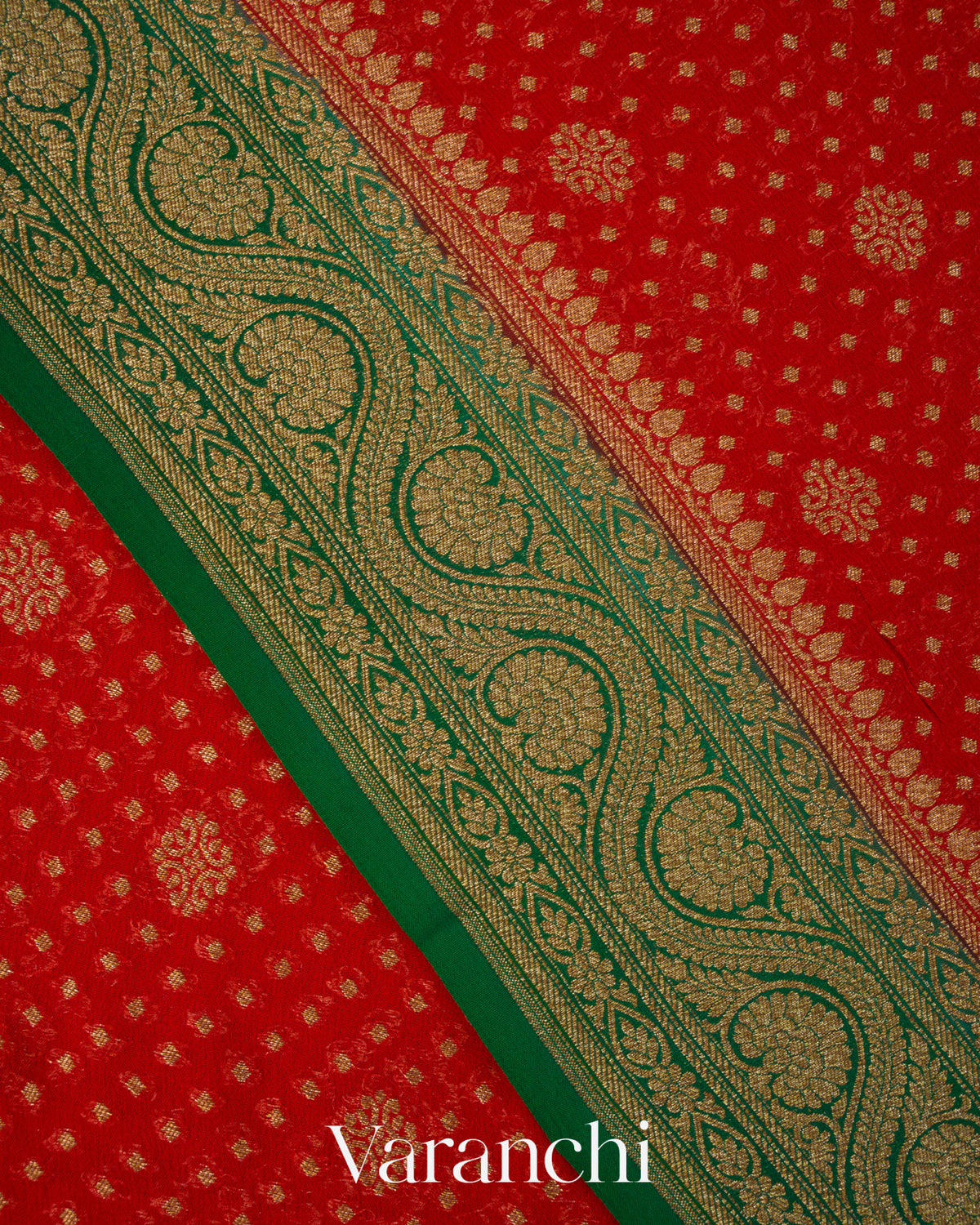 Crimson Red Pure Khaddi Georgette Silk Saree