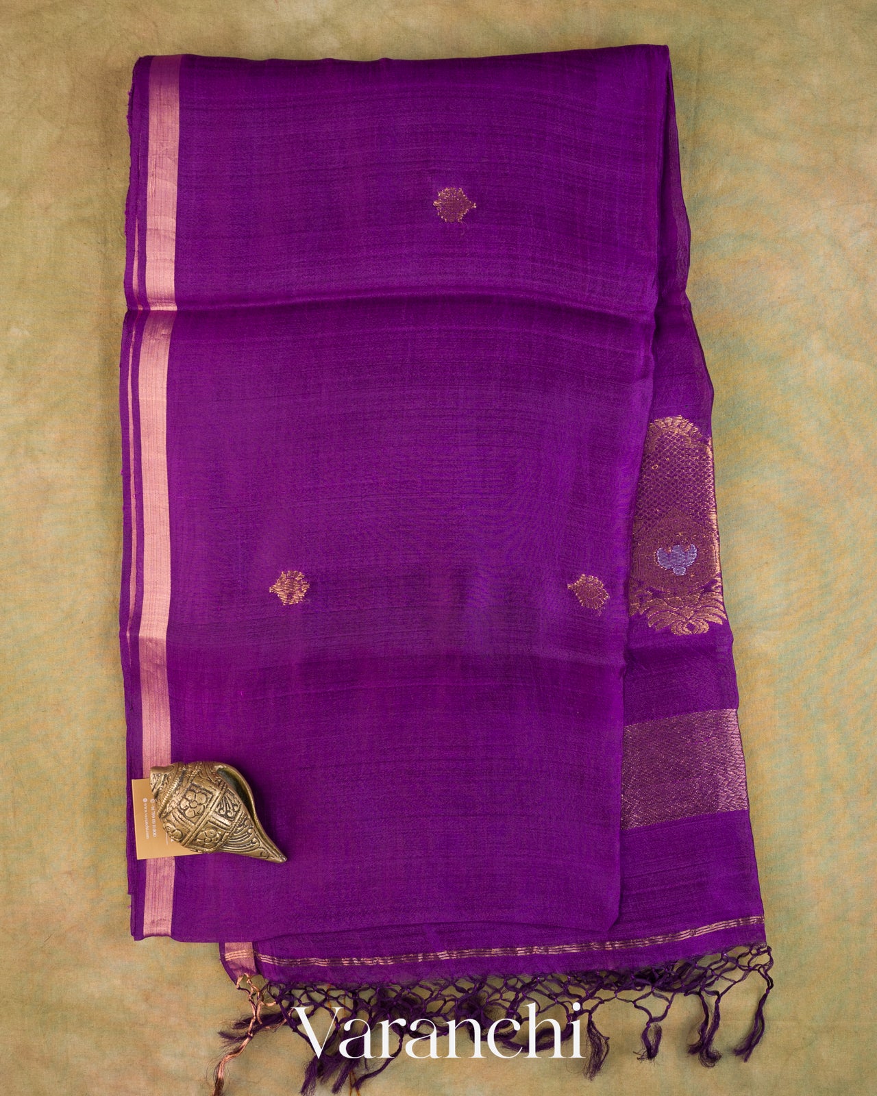 Deep Purple Jamdani Pure Mulberry Silk Handloom Saree