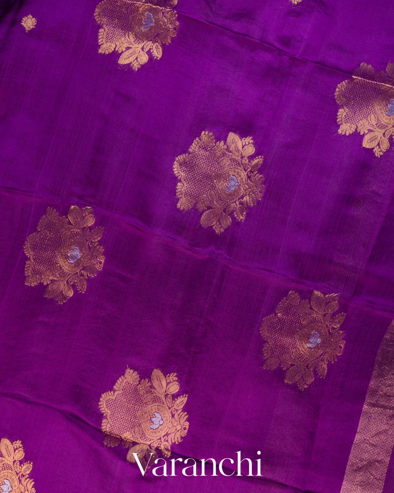Deep Purple Jamdani Pure Mulberry Silk Handloom Saree