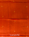 Bright Orange Jamdani Pure Mulberry Silk Handloom Saree