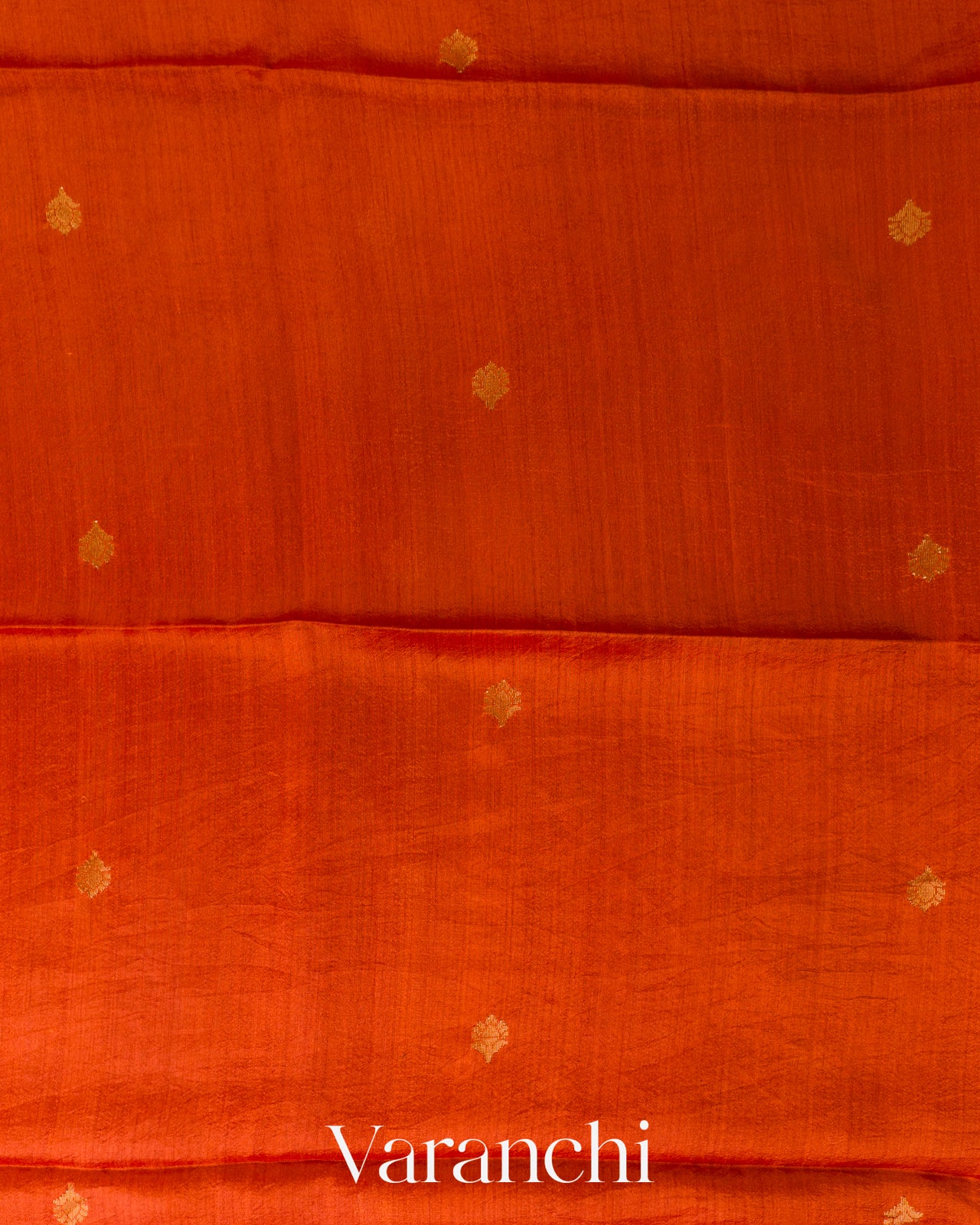Bright Orange Jamdani Pure Mulberry Silk Handloom Saree