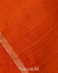 Bright Orange Jamdani Pure Mulberry Silk Handloom Saree