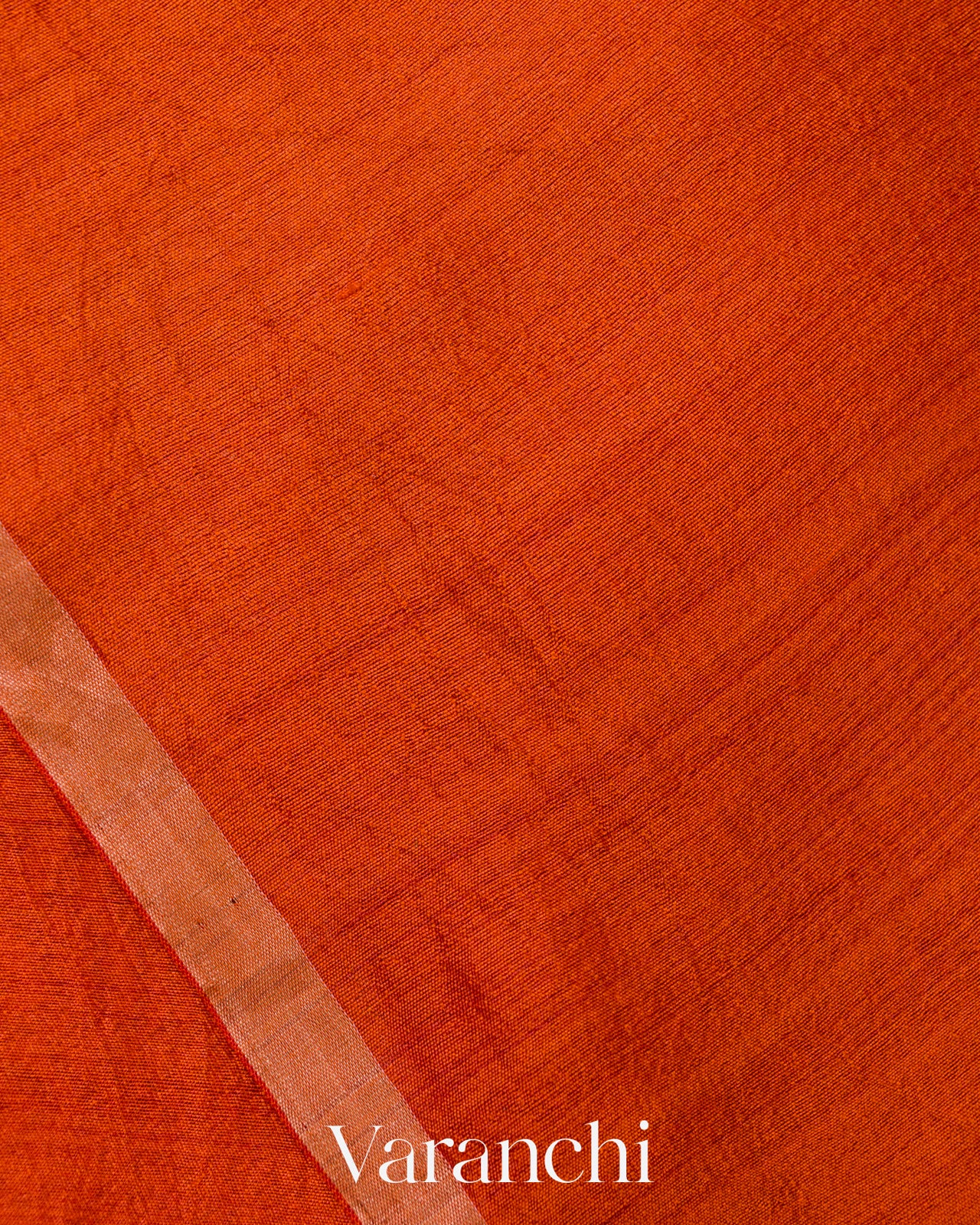 Bright Orange Jamdani Pure Mulberry Silk Handloom Saree