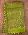 Leafy Green Sequin Pure Muslin Silk Handloom Saree