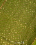 Leafy Green Sequin Pure Muslin Silk Handloom Saree