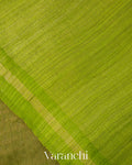 Leafy Green Sequin Pure Muslin Silk Handloom Saree