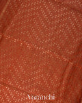 Rust Orange Sequin Embroidery Pure Muslin Silk Handloom Saree