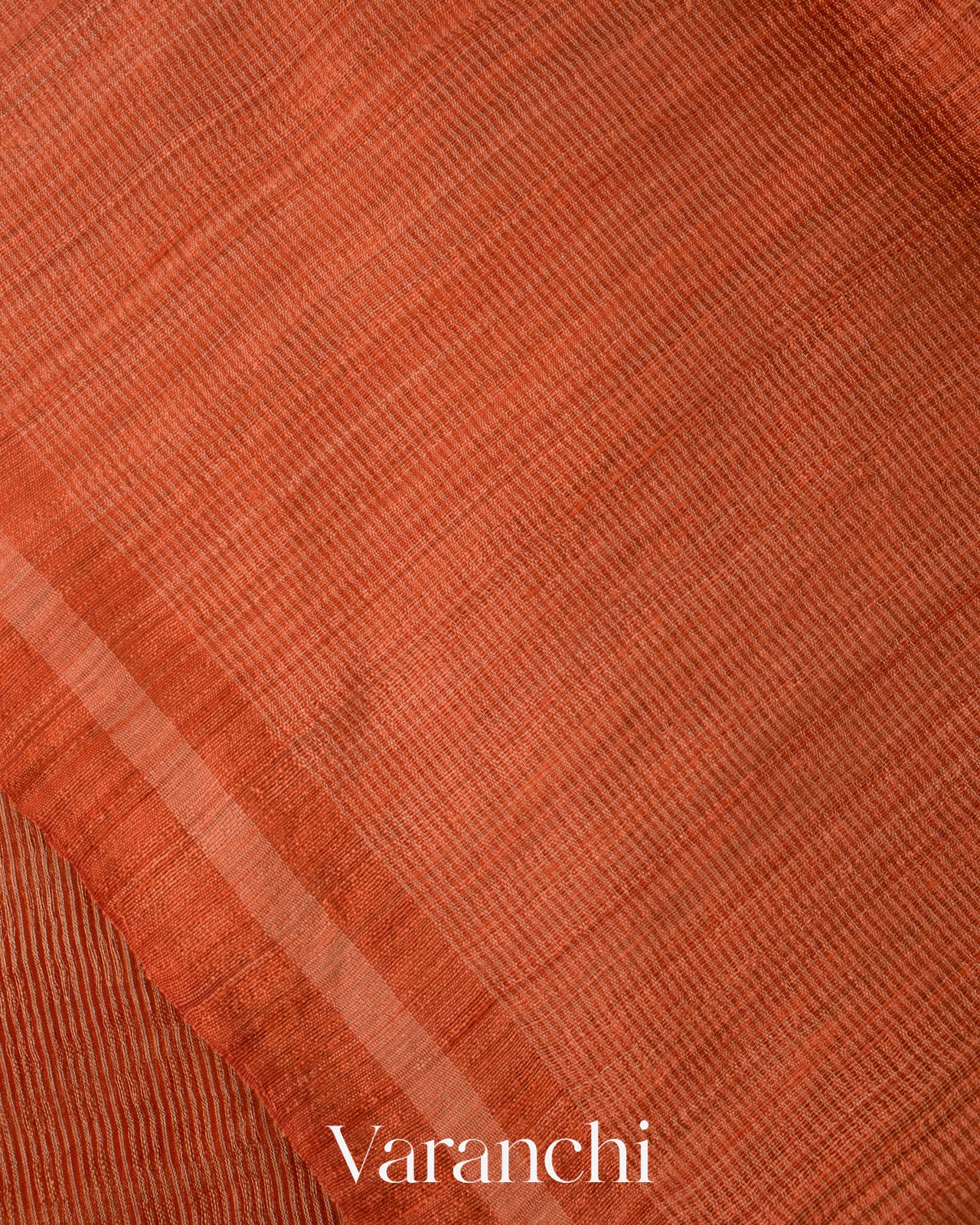 Rust Orange Sequin Embroidery Pure Muslin Silk Handloom Saree