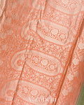 Peach Lehariya Pure Chiniya Silk Saree