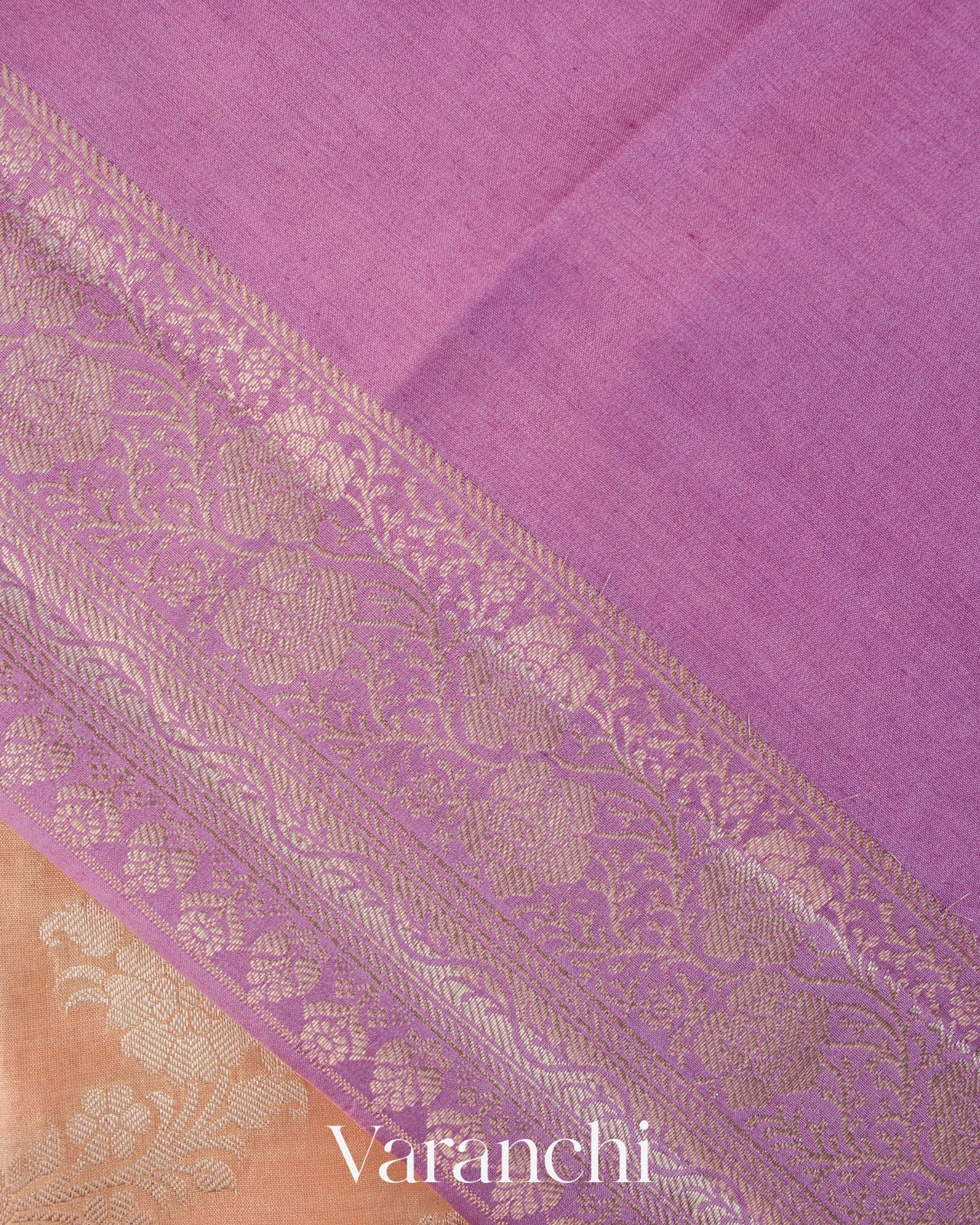 Peach Lehariya Pure Chiniya Silk Saree